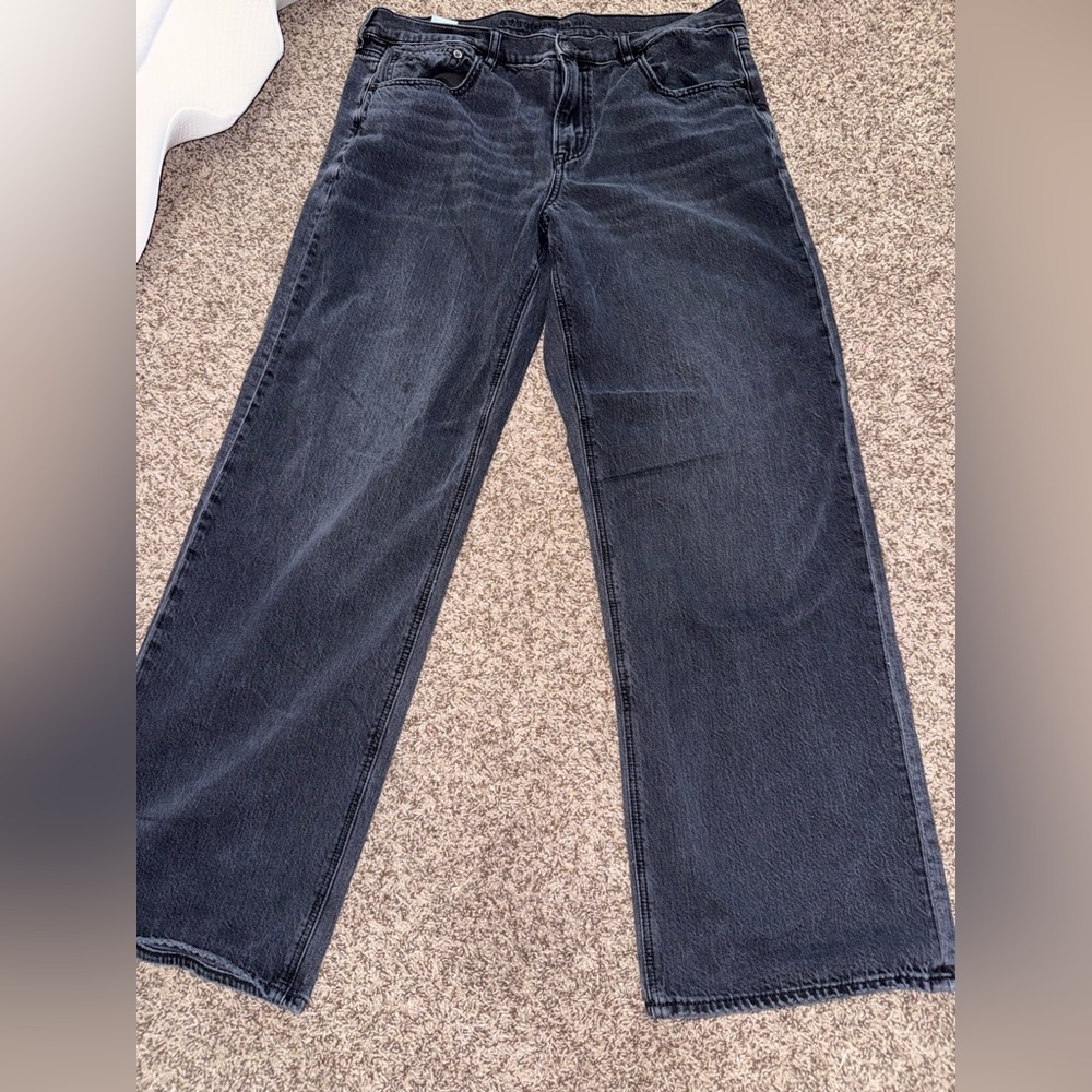 American eagle black denim jeans stovepipe fit